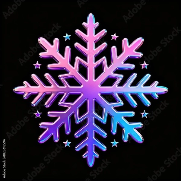 Obraz Colorful snowflake design on black background