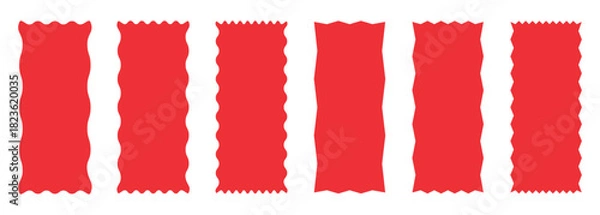 Obraz  Set of frames with zigzag edge, scallop edge shape. Rectangle shape frame with zigzag edge. Scallop squiggly borders frame collection. 