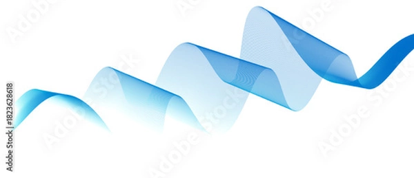 Fototapeta Abstract blue line wave background. Technology abstract lines on white background