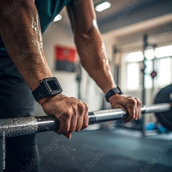 Obraz young man exercising in gym