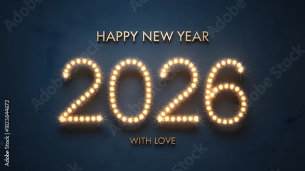 Fototapeta Sparkling 2026 New Year Greetings with Love, perfect for holiday promotions, festive cards, and celebrating new beginnings with warmth and joy