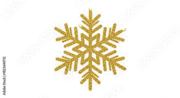 Fototapeta Elegant gold glitter snowflake on a pure white backdrop evokes winter magic
