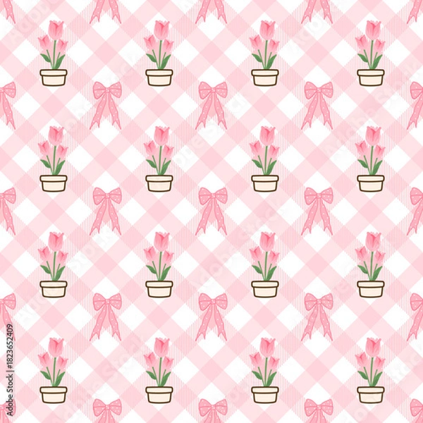 Obraz seamless pattern with pink flowers