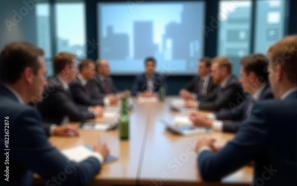 Obraz Business people in Round table discussions at Business conventions and Presentations, meeting business partners in the conference room, blurring the image. High quality