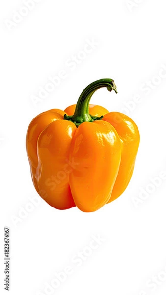 Fototapeta Glossy yellow bell pepper isolated on a black background