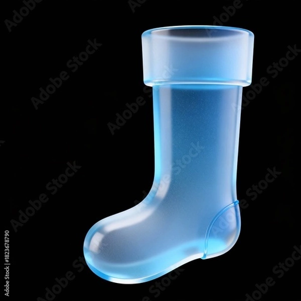 Fototapeta Blue translucent boot on black background