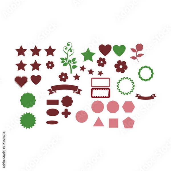 Fototapeta Collection of various decorative shapes and symbols for design projects.