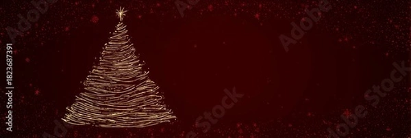 Fototapeta Abstract glowing Christmas tree forming light lines illustration