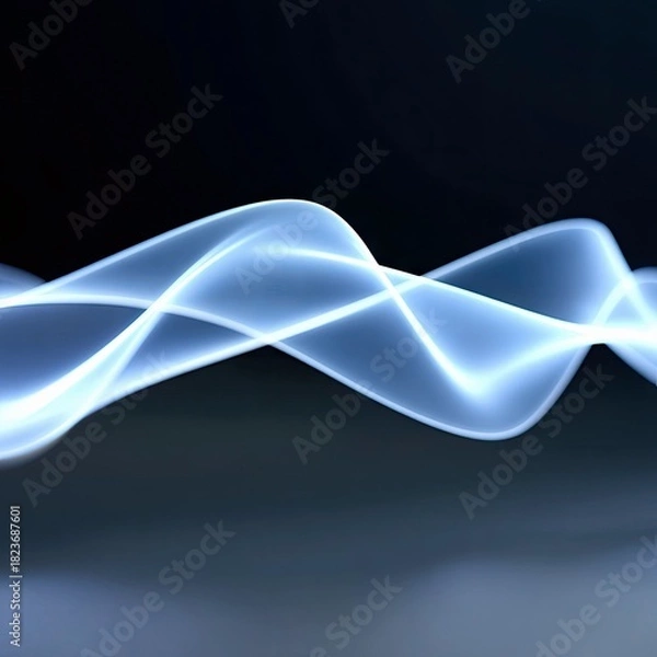 Fototapeta Abstract blue light waves with a smooth, flowing motion against a dark, moody background. The lighting is soft and ethereal, creating a sense of depth and movem