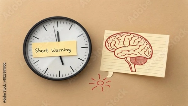 Obraz Clock beside partial brain mark depicting stroke warning