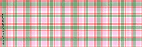 Fototapeta Festive christmas green, pink, and red gingham plaid pattern, ideal for backgrounds, fabric prints, or holiday digital designs. Seamless tartan texture.