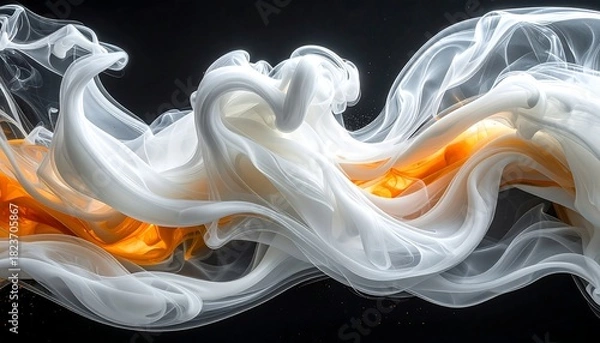 Obraz Abstract, swirling, white smoke with an underlay of vibrant orange against a dark background