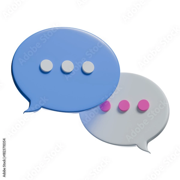 Obraz 3d speech bubbles icon, transparency background.