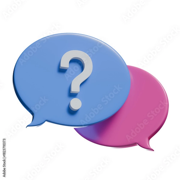 Obraz 3d  question mark speech bubbles, transparency background.
