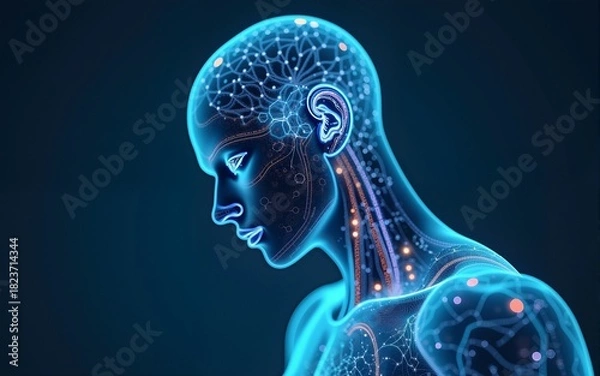 Fototapeta Futuristic health diagnosis online innovation. Generative AI. High quality