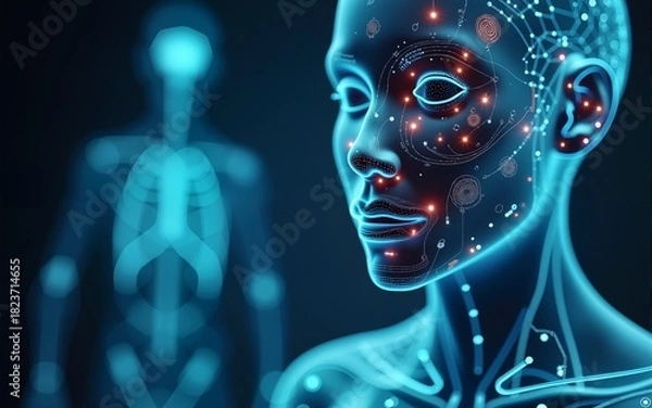 Fototapeta Futuristic health diagnosis online innovation. Generative AI. High quality