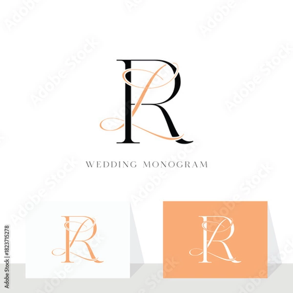 Obraz Elegant RL LR wedding monogram logo design