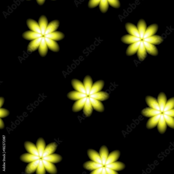 Obraz Beautiful yellow blossoms, blur seamless vector background.