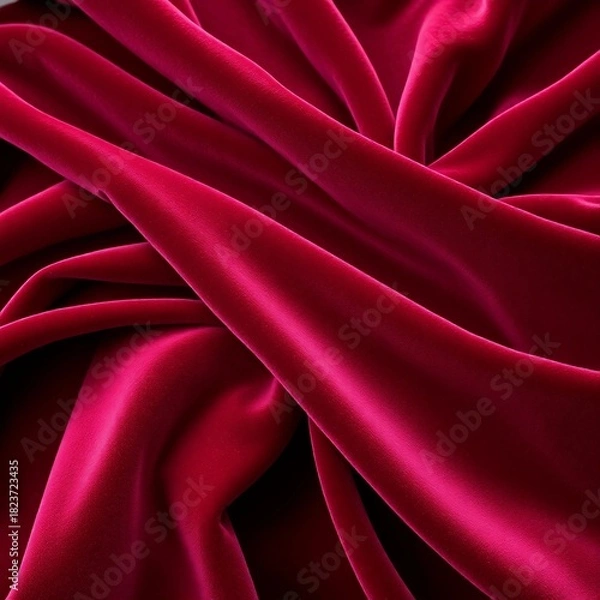 Fototapeta Luxurious Burgundy Velvet Material Rich Plush Texture Deep Folds Elegant Fabric Background
