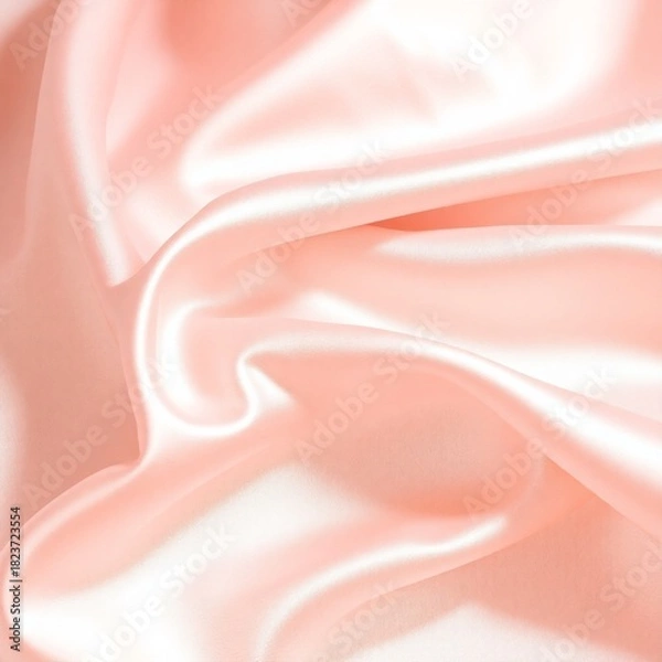 Fototapeta Soft Blush Pink Satin Glossy Surface Delicate Draping Elegant Luxury Fabric Texture Material