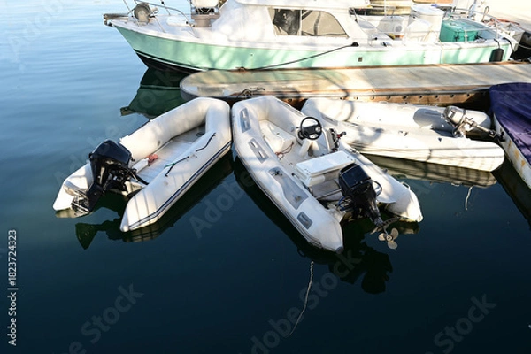 Obraz Rigid Inflatable DIngys with Outboard engines.