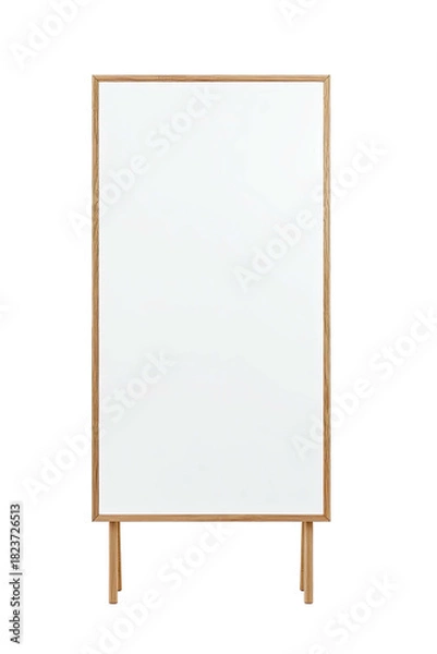Fototapeta Vertical blank sign, rectangular with light wood frame