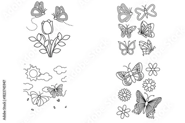 Obraz butterflies and flowers