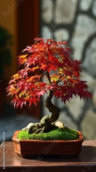 Obraz Red maple tree in soft natural light