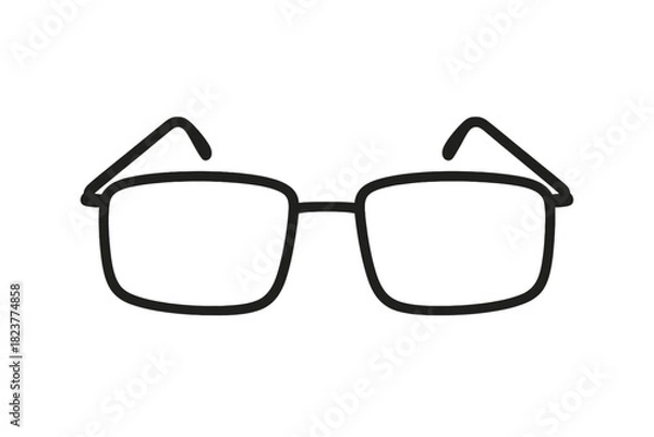 Fototapeta Sleek, Modern Black Rectangular Frame Eyeglasses for Digital Eye Strain Protection & Enhanced Vision. Elegant Outline Spectacles on Dark Gray Background, Ideal for Professional