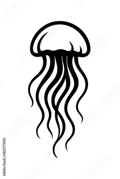 Fototapeta Enigmatic Dark Jellyfish Silhouette Art: A Mysterious Minimalist Monochrome Depiction of an Ethereal Ocean Creature, Capturing the Graceful Yet Haunting Presence of Deep-Sea Life in Abstract Form