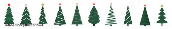 Obraz christmas tree vector collection. flat christmas tree set
