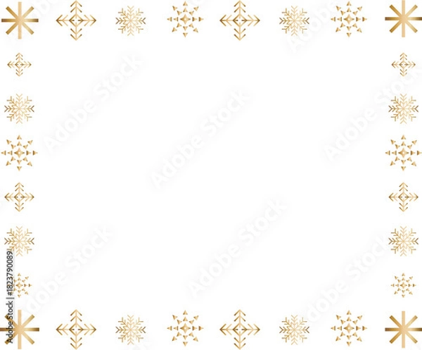 Obraz rectangle golden snow flake frame