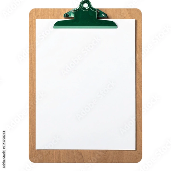 Fototapeta Clipboard with Paper: An inviting clipboard, the perfect backdrop for your thoughts, is poised to capture ideas, notes, and creative expressions with its pristine white paper. 