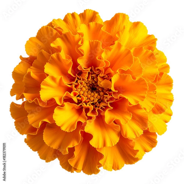 Fototapeta Golden Petals: A vibrant orange marigold, bursting with life and radiating warmth, stands as a testament to the beauty of nature. The image evokes feelings of joy and celebration.