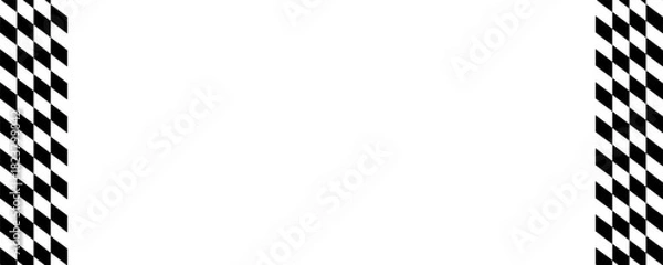 Fototapeta Race flags or checkerboard background. Chess game or rally sport car competition wallpaper. Tilted black and white squares pattern. Banner with checkered texture. Vector flat illustration