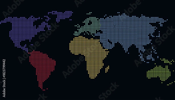 Fototapeta Dotted color world map vector.