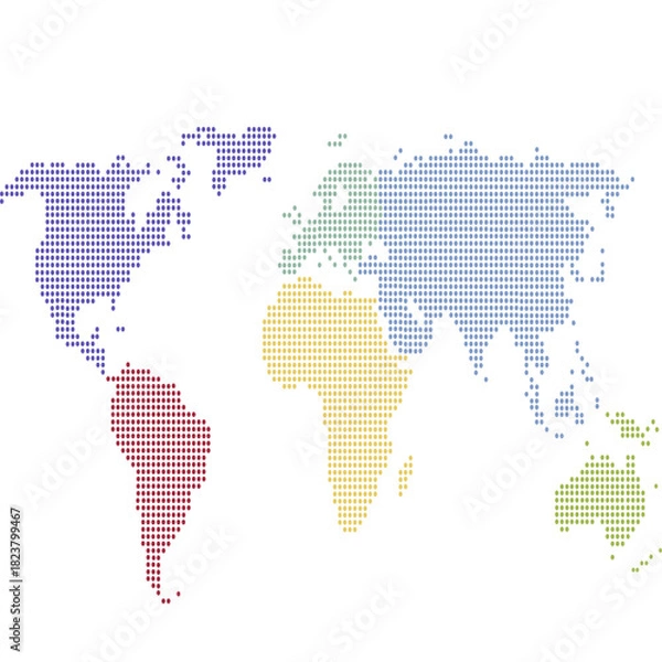 Fototapeta Dotted color world map vector.