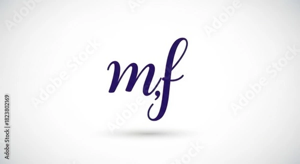 Fototapeta Elegant dark blue cursive lettering on a clean background conveying artistry and sophistication