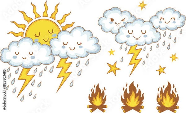 Obraz weather icons set