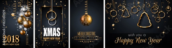 Fototapeta 2018 szczęśliwego nowego roku tło dla ulotek sezonowych i kart okolicznościowych