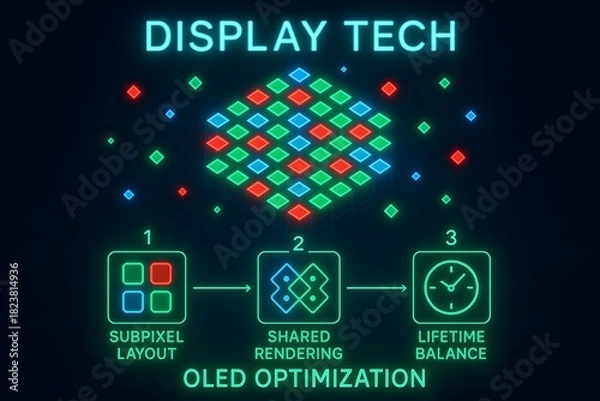 Obraz OLED Optimization Infographic for Display Technology and Energy Efficiency