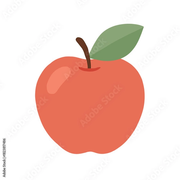 Fototapeta Red Apple's Simplicity: A vibrant red apple, with a subtle leaf, embodies purity. The simplicity and charm of this classic fruit makes this image eye-catching.