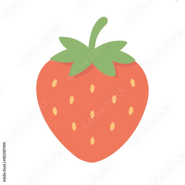 Fototapeta Vibrant Strawberry Illustration: A single, plump strawberry, bursting with color and freshness, is a delightful representation of nature's bounty.