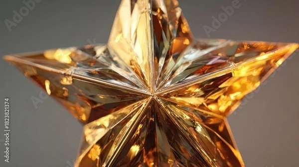 Obraz Close up of a shimmering golden star ornament reflecting light perfect for holiday and christmas decorations