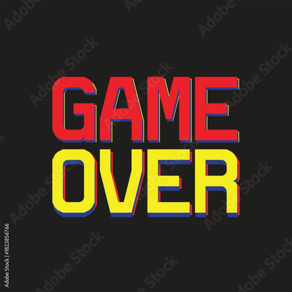 Fototapeta Retro “Game Over” Typography Graphic – Bold Gaming Text Design for Arcade, Pixel Art, and Vintage Game Themes