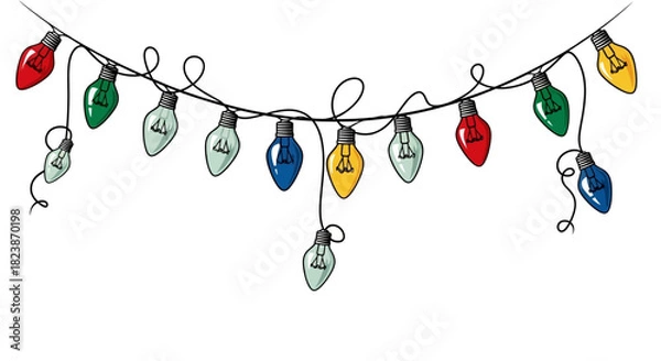 Fototapeta Festive String of Lights A Colorful Illustration for Holiday Decorations and Celebrations