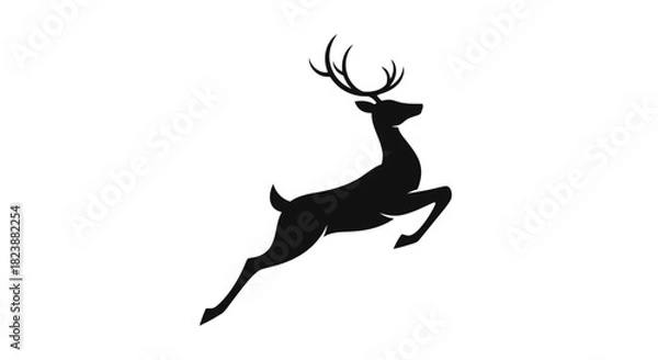 Fototapeta Silhouette of a jumping deer, elegant and dynamic, perfect for logos and branding projects