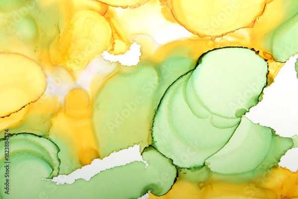 Fototapeta Art background of ink stains in green colors