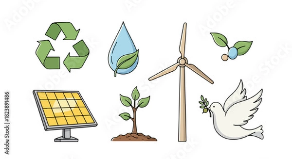 Obraz Sustainable Living Icons Eco-Friendly Symbols for a Green Future