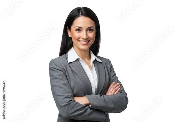 Obraz Professional confident smiling woman business portrait with arms crossed transparent background